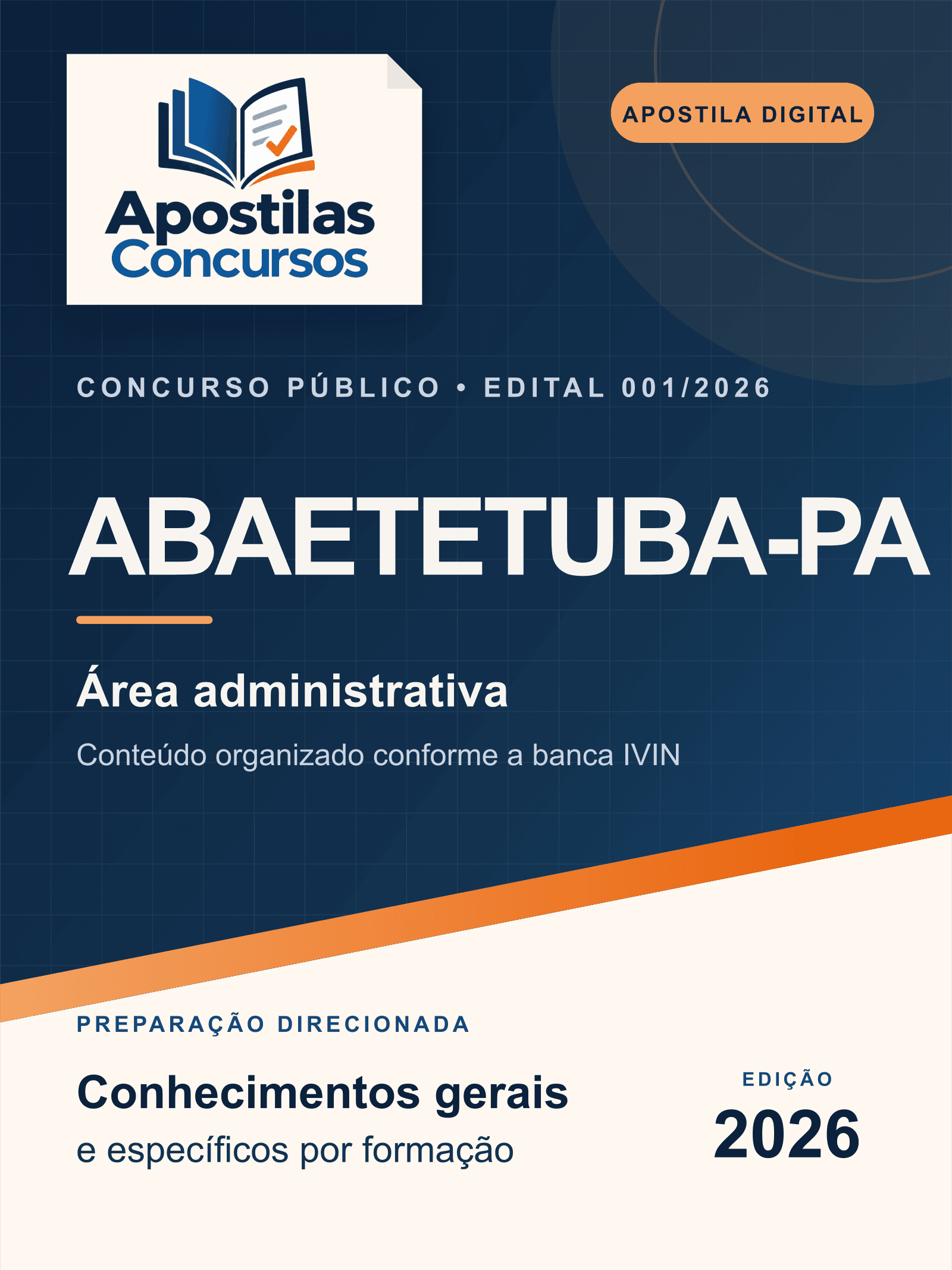 Capa de Apostila Prefeitura de Abaetetuba-PA 2026 - Área Administrativa