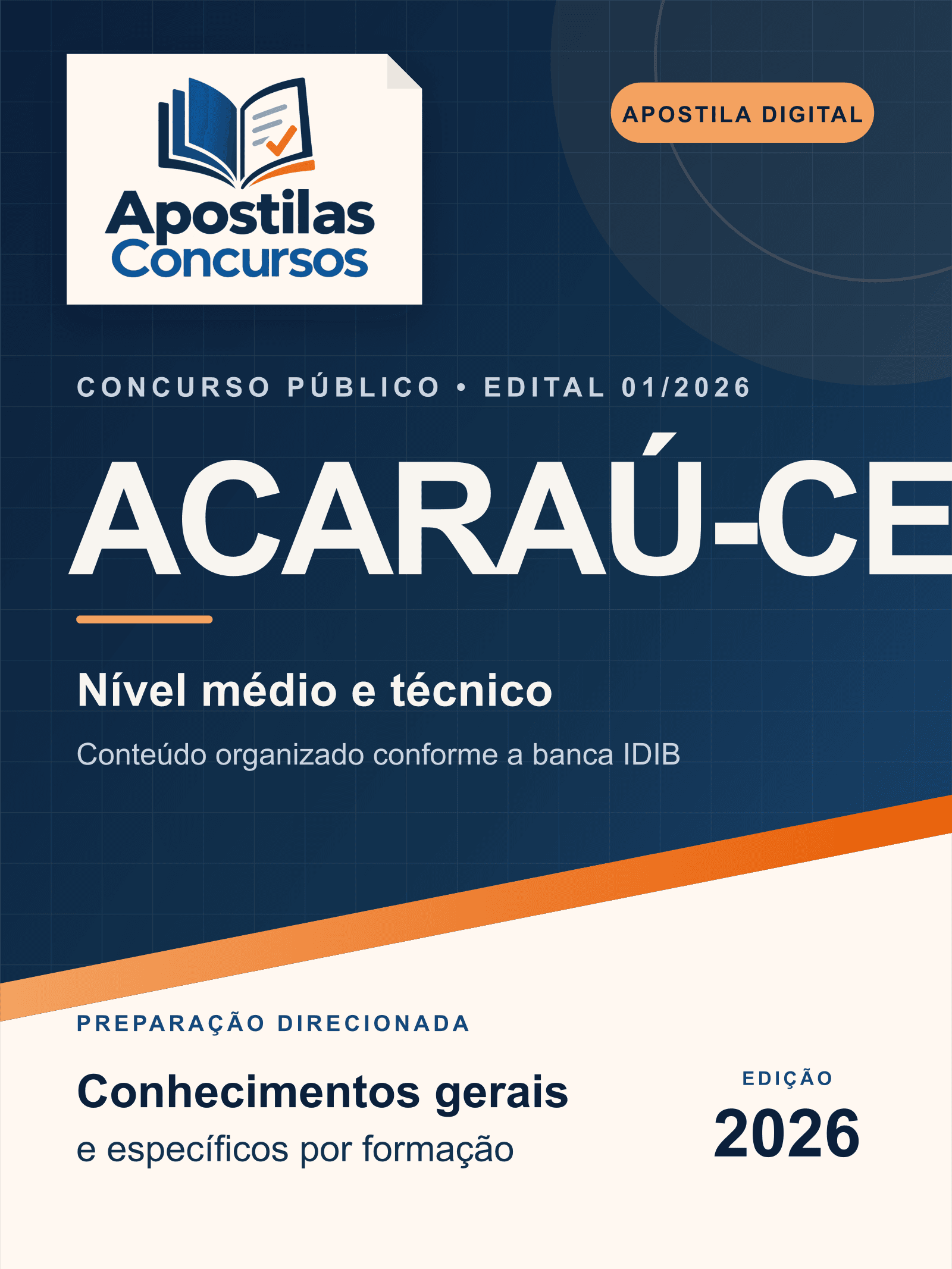 Capa de Apostila Prefeitura de Acaraú-CE 2026 - Nível Médio e Técnico