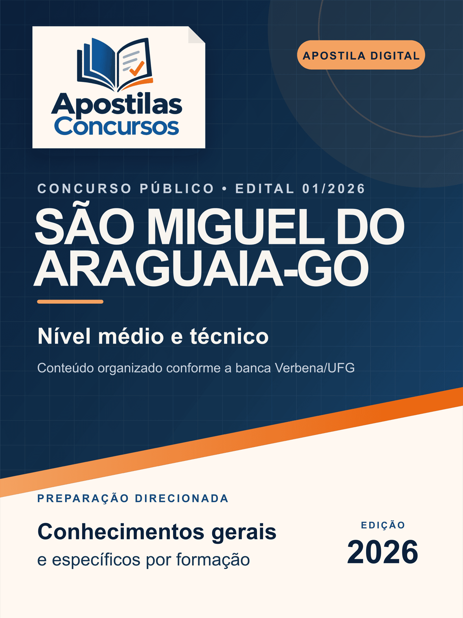 Capa de Apostila São Miguel do Araguaia-GO 2026 - Nível Médio e Técnico