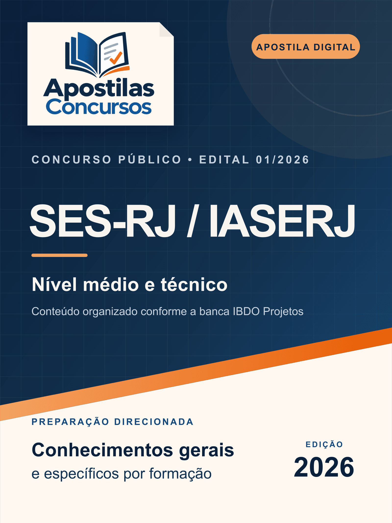 Capa de Apostila SES-RJ/IASERJ 2026 - Nível Médio e Técnico