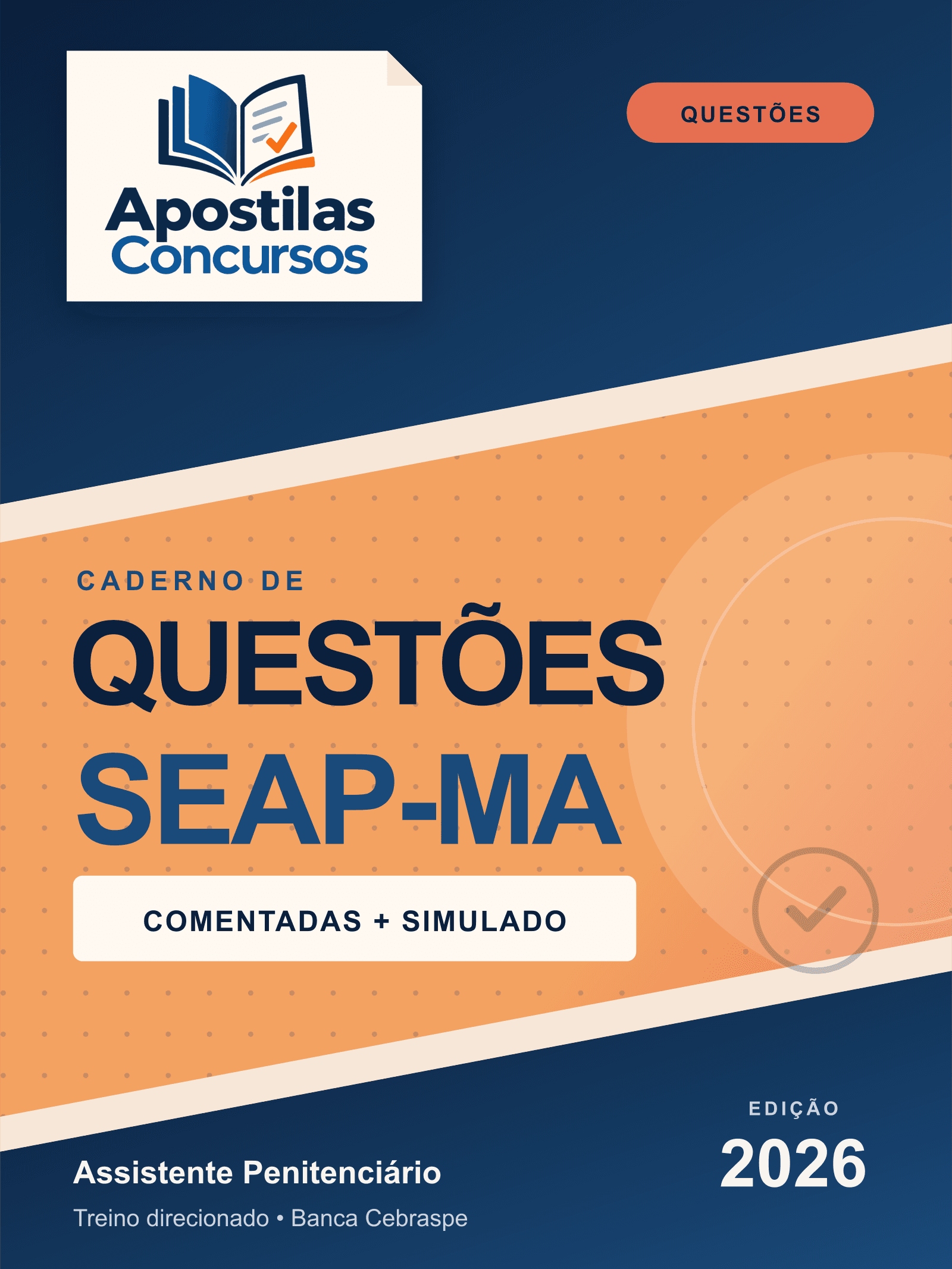 Capa de Caderno de Questões SEAP-MA 2026 - Assistente Penitenciário
