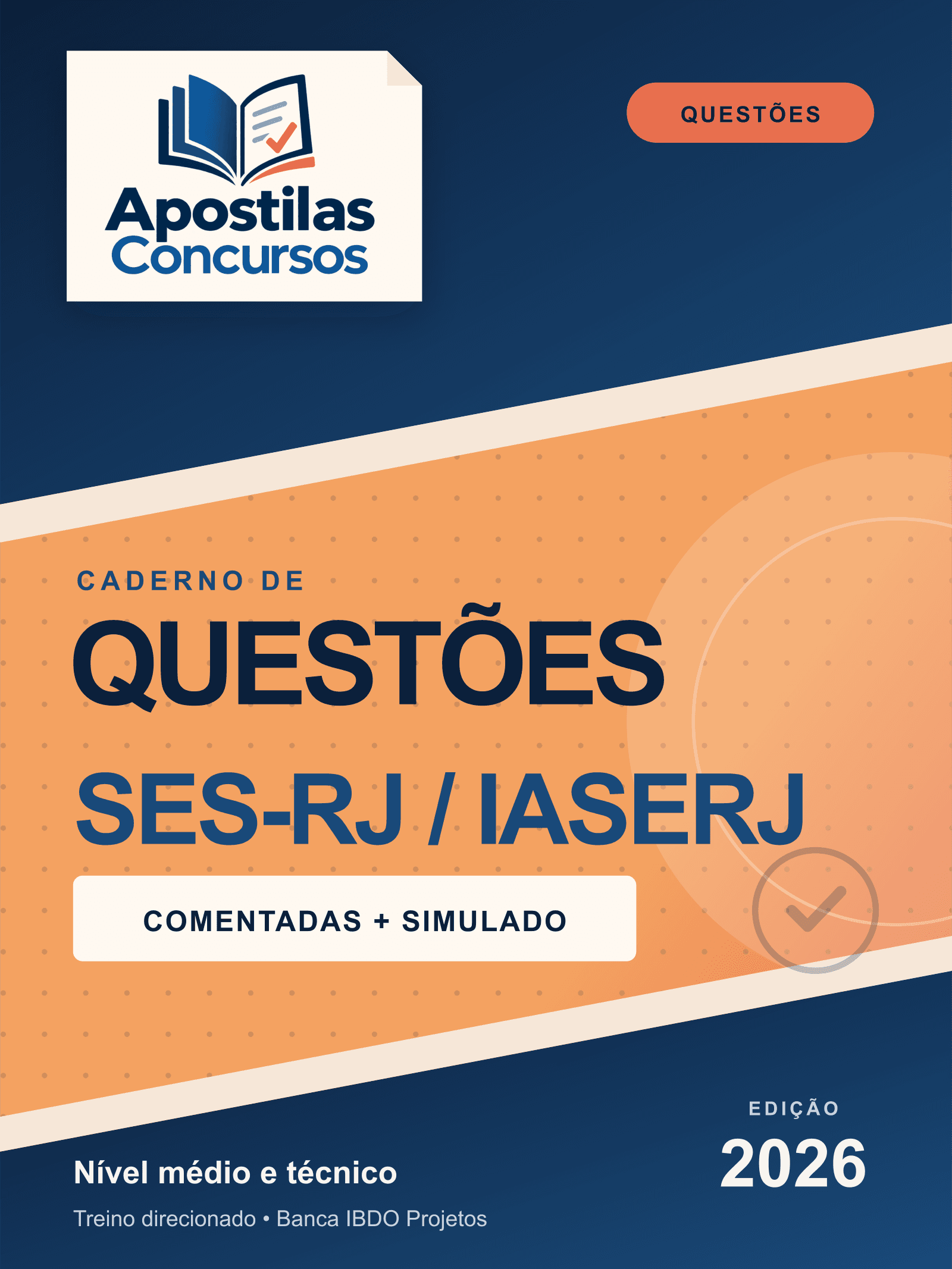 Capa de Caderno de Questões SES-RJ/IASERJ 2026 - Nível Médio e Técnico