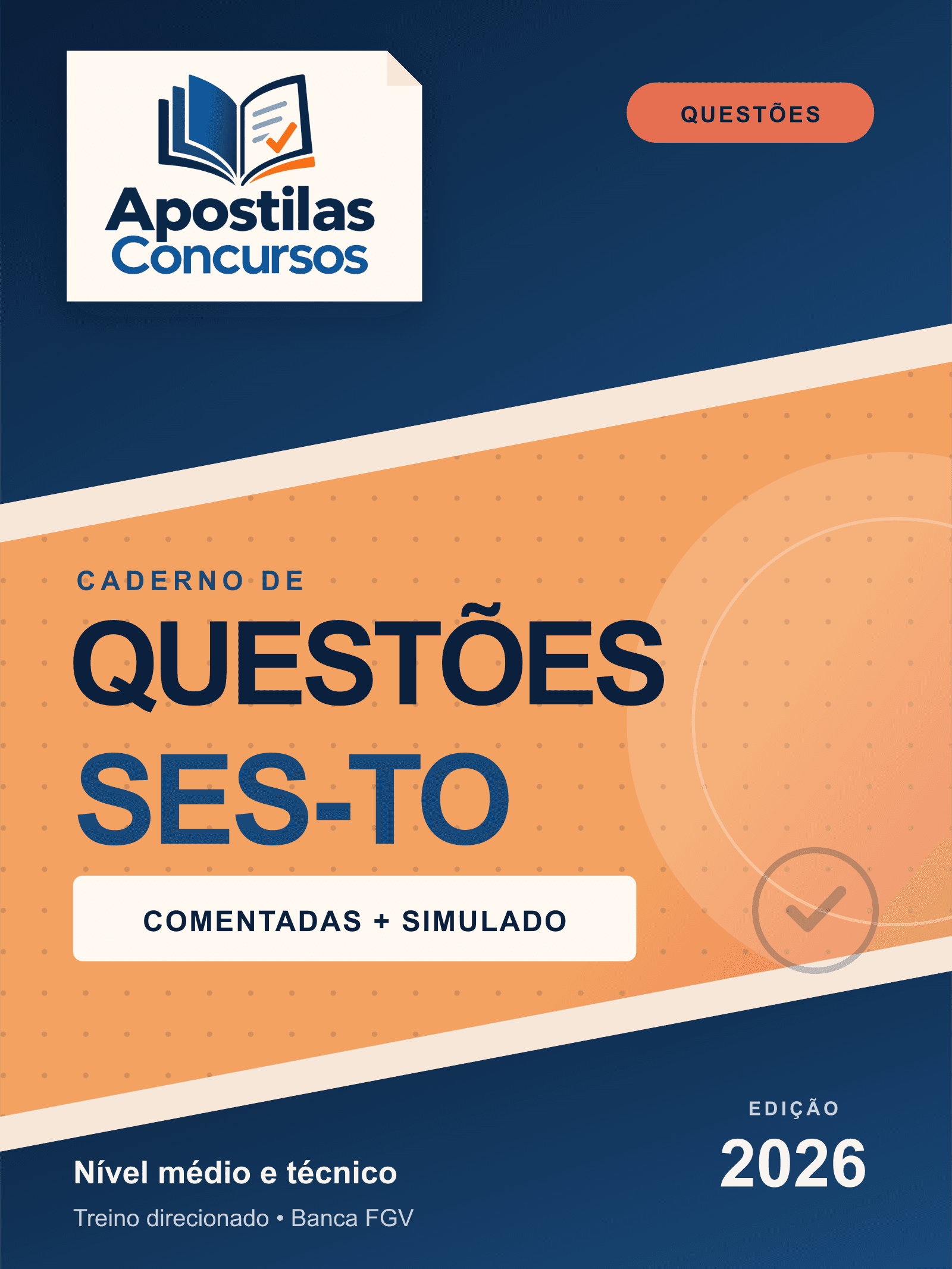 Capa de Caderno de Questões SES-TO 2026 - Nível Médio e Técnico