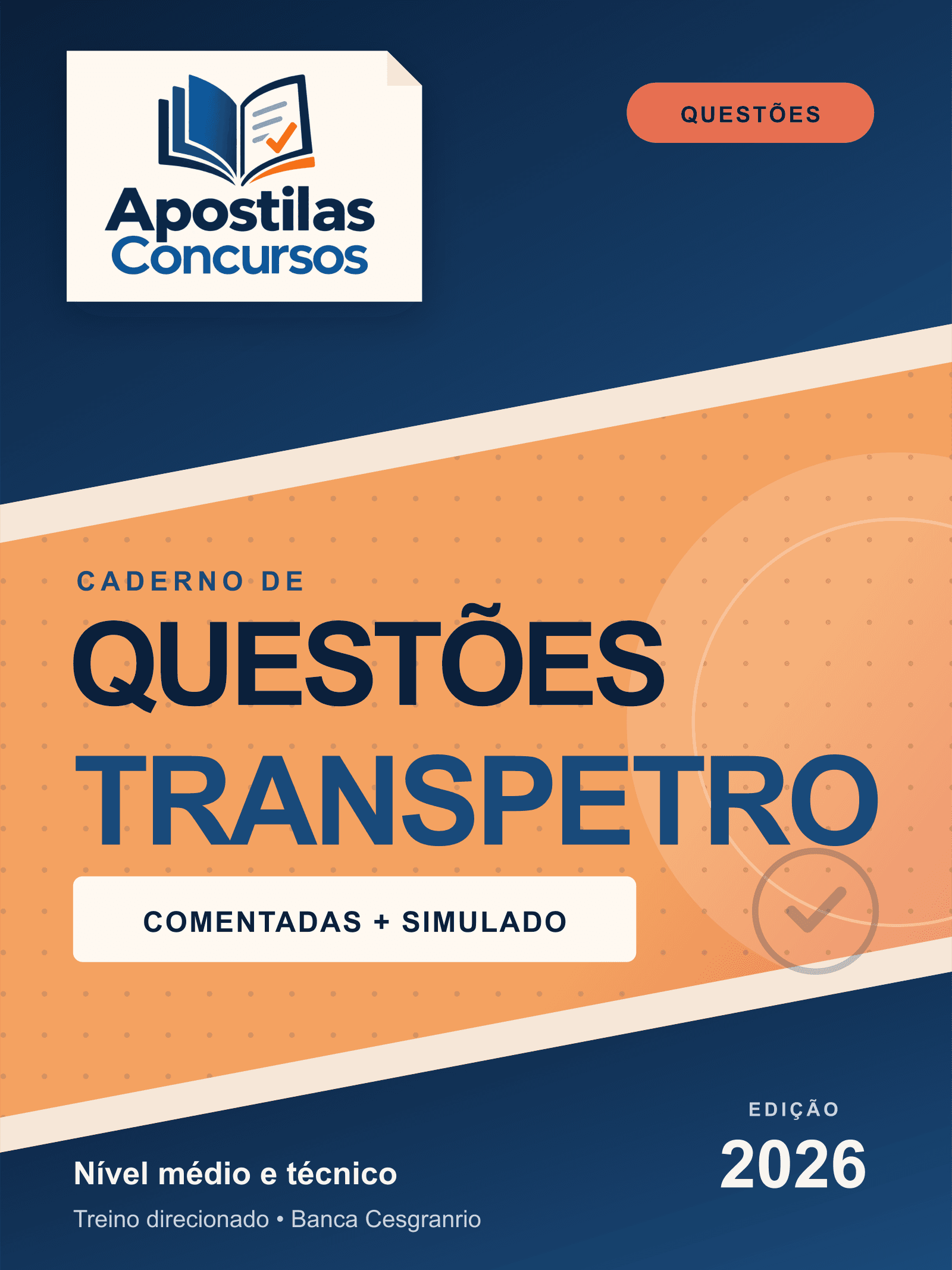 Capa de Caderno de Questões Transpetro 2026 - Nível Médio e Técnico